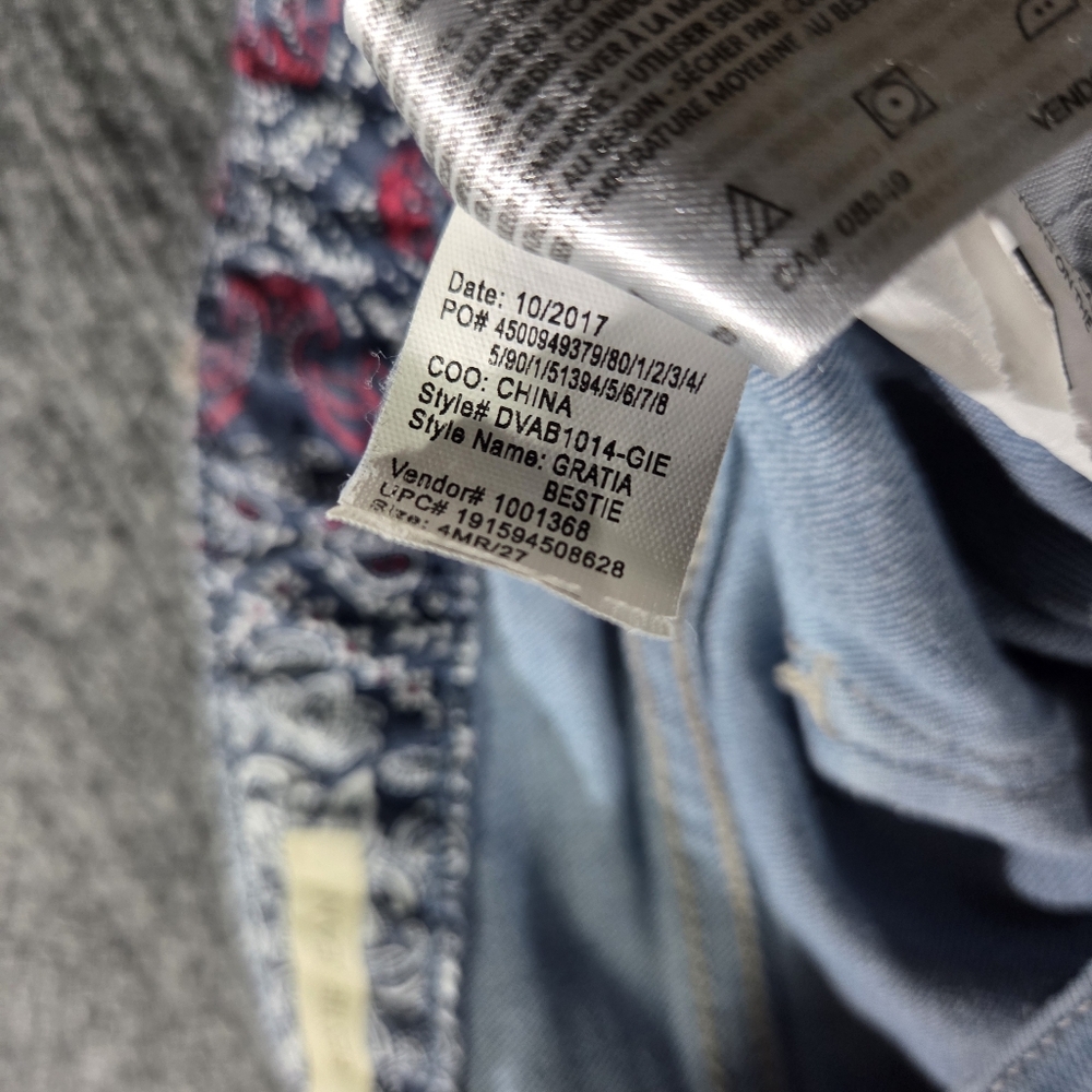 Vintage America Blues Bestie Jean 4/27 Floral Embroidered Straight Light Wash - Picture 4 of 14